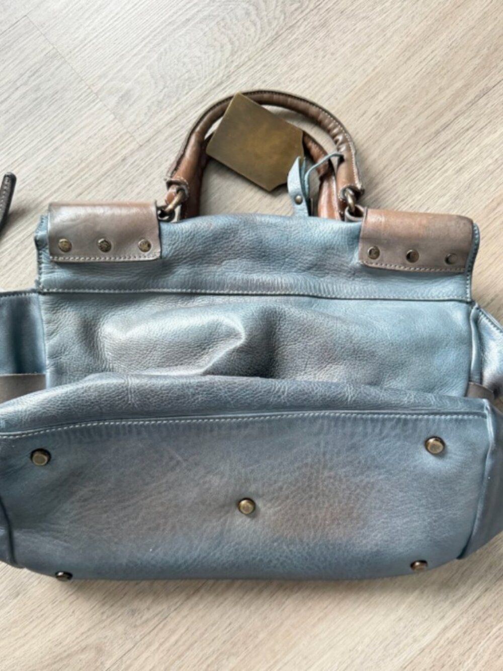 We the Free - Free People Belted Mini Tote Denim/Brown - EUC - Picture 2 of 2